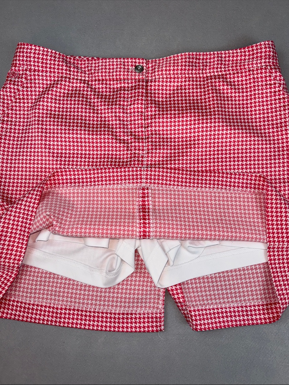 Izod Golf Women's Pink Houndstooth Stretch Golf Skirt Skort w/ Pockets Size 12 - Picture 4 of 9